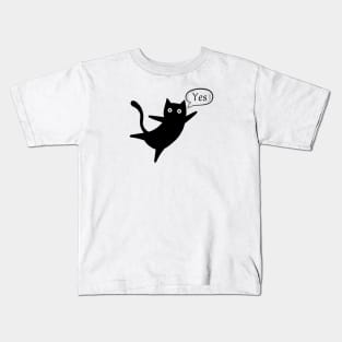 Black Cat Says yes Kids T-Shirt